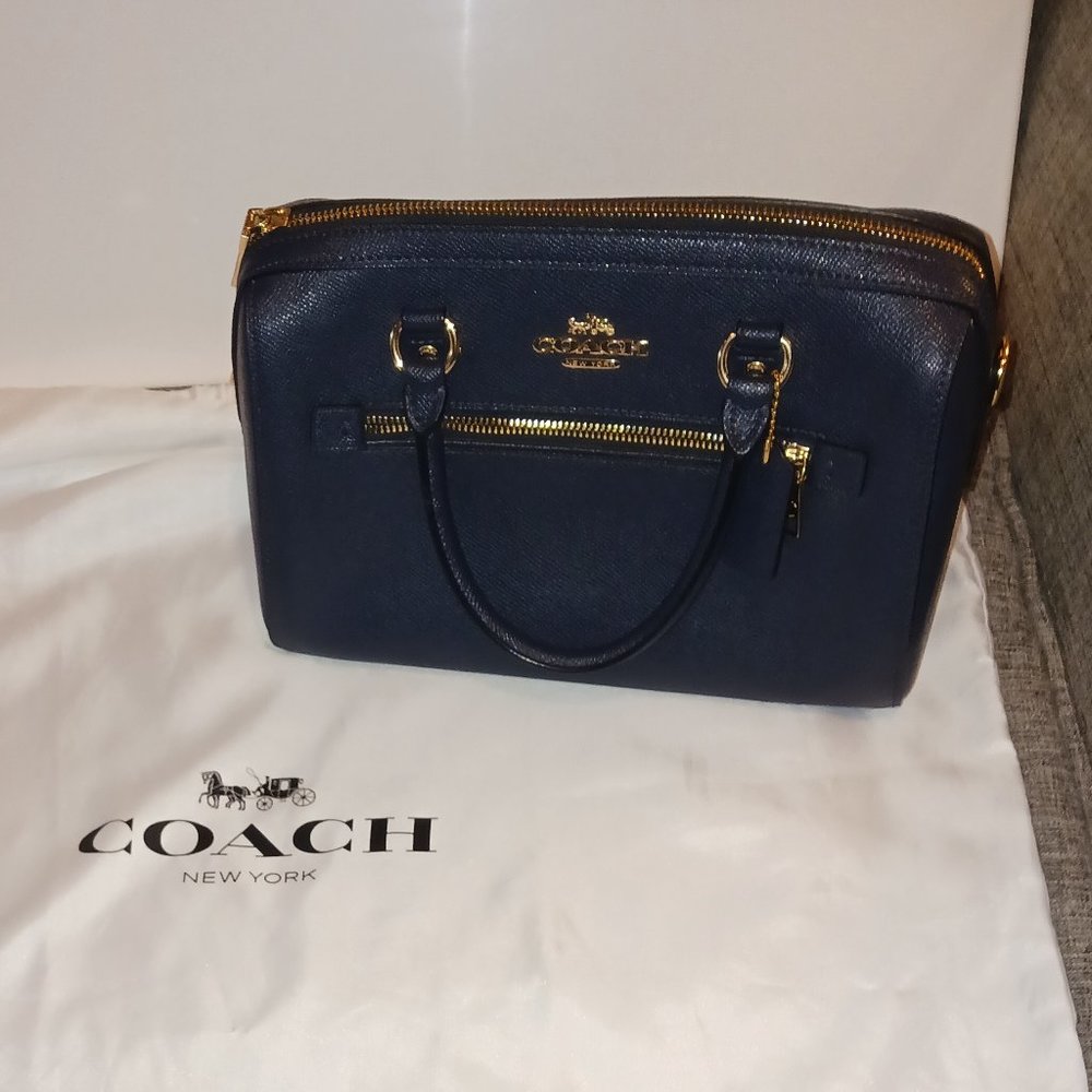 Coach Rowan Satchel (purse)- Midnight Blue (almost black)
